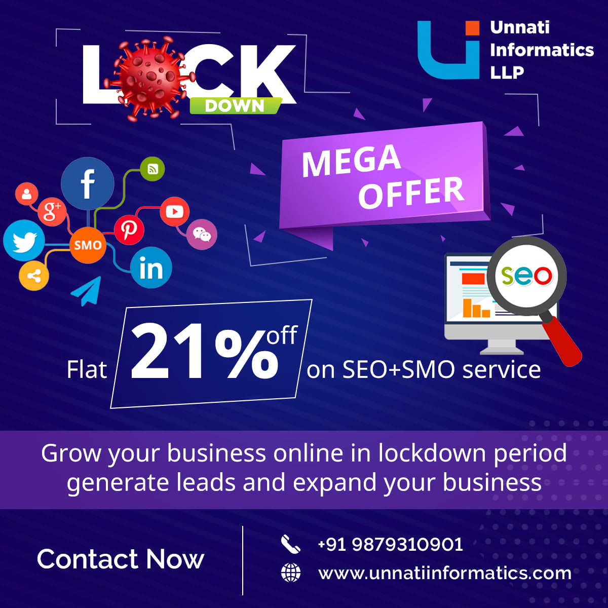Flat 21% OFF On SMO Service During Lockdown Period